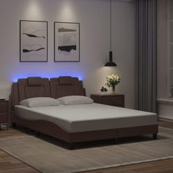 vidaXL Cadre de lit avec LED sans matelas marron 140x190 cm - 140 x 190 cm