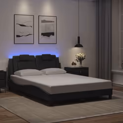 vidaXL Cadre de lit avec LED sans matelas gris 140x190 cm - 140 x 190 cm