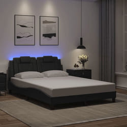 vidaXL Cadre de lit avec LED sans matelas gris 140x190 cm - 140 x 190 cm