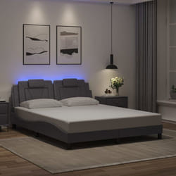 vidaXL Cadre de lit avec LED sans matelas gris 160x200 cm - 160 x 200 cm