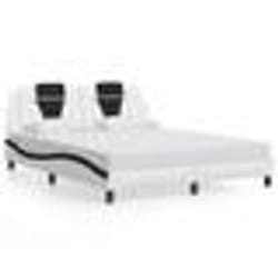 vidaXL Cadre de lit avec LED sans matelas blanc et noir 160x200 cm - 160 x 200 cm