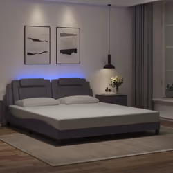 vidaXL Cadre de lit avec LED sans matelas gris 180x200 cm - 180 x 200 cm