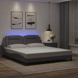 vidaXL Cadre de lit avec LED sans matelas gris 180x200 cm - 180 x 200 cm