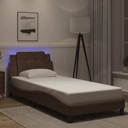 Cadre De Lit Avec Lumières Led Marron 80x200 Cm Similicuir