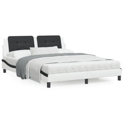 vidaXL Cadre de lit avec LED sans matelas blanc et noir 160x200 cm - 160 x 200 cm