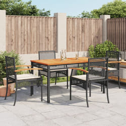Vidaxl - Ensemble à manger de jardin coussins 5pcs Noir Résine tressée