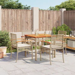 Vidaxl - Ensemble à manger de jardin avec coussins 5pcs Beige poly rotin