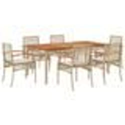 vidaXL Ensemble à manger de jardin et coussins 7 pcs beige poly rotin