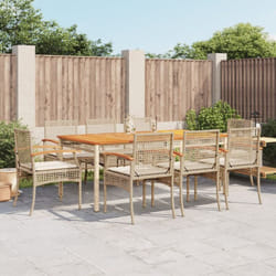 Vidaxl - Ensemble à manger de jardin et coussins 9 pcs beige Poly rotin
