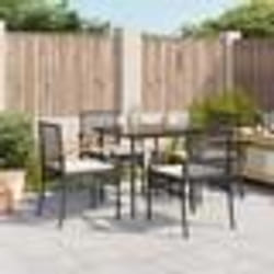 vidaXL Ensemble à manger de jardin coussins 5pcs Noir Résine tressée