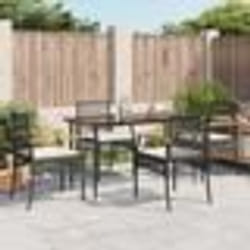 vidaXL Ensemble à manger de jardin coussins 5pcs Noir Résine tressée