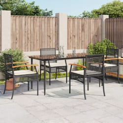 Vidaxl - Ensemble à manger de jardin coussins 5pcs Noir Résine tressée