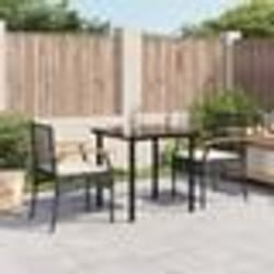 vidaXL Ensemble à manger de jardin avec coussins 3 pcs Noir