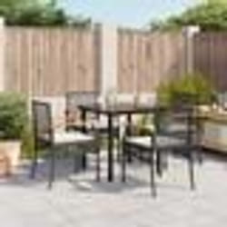 vidaXL Ensemble à manger de jardin coussins 5pcs Noir Résine tressée