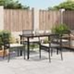 vidaXL Ensemble à manger de jardin coussins 5pcs Noir Résine tressée