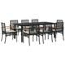 vidaXL Ensemble à manger de jardin 9pcs coussins noir résine tressée