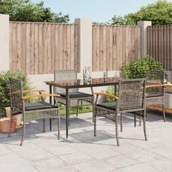 Ensemble à manger de jardin 5 pcs coussins gris résine tressée Vidaxl