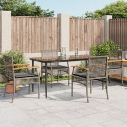 Vidaxl - Ensemble à manger de jardin 5 pcs coussins gris résine tressée