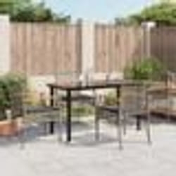 vidaXL Ensemble à manger de jardin 5 pcs coussins gris résine tressée