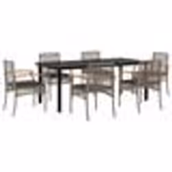 vidaXL Ensemble à manger de jardin et coussins 7 pcs gris rotin