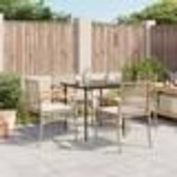 vidaXL Ensemble à manger de jardin avec coussins 5pcs Beige poly rotin