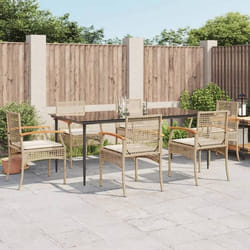 vidaXL Ensemble à manger de jardin et coussins 7 pcs beige poly rotin