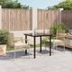 vidaXL Ensemble à manger de jardin et coussins 3 pcs Beige poly rotin