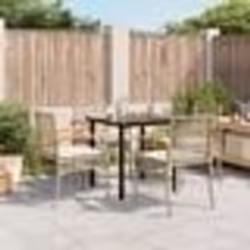 vidaXL Ensemble à manger de jardin avec coussins 5pcs Beige poly rotin