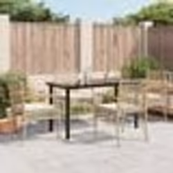 vidaXL Ensemble à manger de jardin avec coussins 5pcs Beige poly rotin