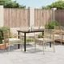 vidaXL Ensemble à manger de jardin avec coussins 5pcs Beige poly rotin