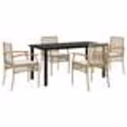 vidaXL Ensemble à manger de jardin avec coussins 5pcs Beige poly rotin