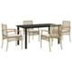 vidaXL Ensemble à manger de jardin avec coussins 5pcs Beige poly rotin