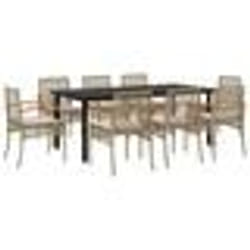 vidaXL Ensemble à manger de jardin et coussins 9 pcs beige Poly rotin