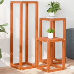 vidaXL Supports pour plantes 3 pcs marron cire bois de pin massif