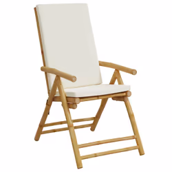VidaXL 3208927 chaise d'extérieur Terrace Siège rembourré Bambou Crème, Blanc - Vue supplémentaire 4