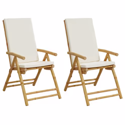 VidaXL 3208928, Terrace, Siège rembourré, Bambou, Crème, Blanc, 110 kg, 770 mm