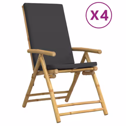 VidaXL 3208930, Terrace, Siège rembourré, Bambou, Gris, 110 kg, 770 mm