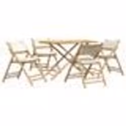 vidaXL Ensemble de bistro pliante 5 pcs et coussins blanc crème bambou