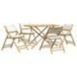 vidaXL Ensemble de bistro pliante 5 pcs et coussins blanc crème bambou