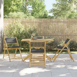 Vidaxl - Ensemble de bistro pliante 5 pcs et coussins gris foncé bambou