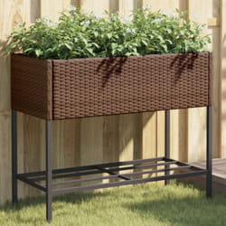 Vidaxl Jardinières Avec Étagère 2 Pcs Brun 90x40x75 Cm Résine Tressée