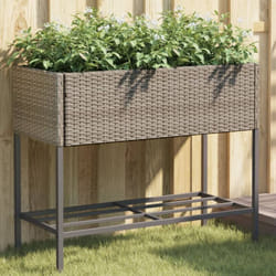 Vidaxl Jardinières Avec Étagère 2 Pcs Gris 90x40x75 Cm Résine Tressée