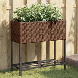 Vidaxl Jardinières Avec Étagère 2 Pcs Brun 70x28x70 Cm Résine Tressée