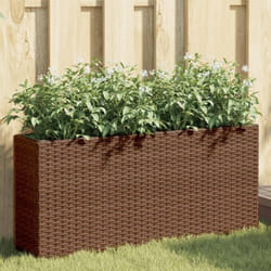 Vidaxl Jardinières Avec 2 Pots 2 Pcs Marron 90x20x40 Cm Résine Tressée