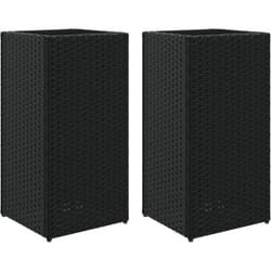 Jardinières 2 Pcs Noir 30x30x60 Cm Résine Tressée Vidaxl
