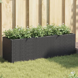 Vidaxl Jardinières Avec 3 Pots 2 Pcs Noir 105x30x32 Cm Résine Tressée