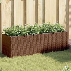 Vidaxl Jardinières Avec 3 Pots 2 Pcs Marron 105x30x32cm Résine Tressée