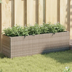 Jardinières Avec 3 Pots 2 Pcs Gris 105x30x32 Cm Résine Tressée