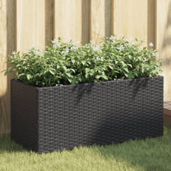 Vidaxl Jardinières Avec 2 Pots 2 Pcs Noir 72x30x32 Cm Résine Tressée