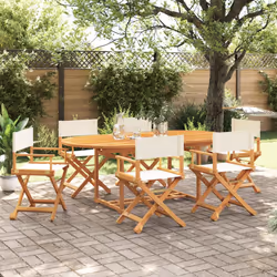 VidaXL 3208912 chaise d'extérieur Terrace Siège rembourré Bois d'acacia, Polyester Crème, Blanc - Vue supplémentaire 2